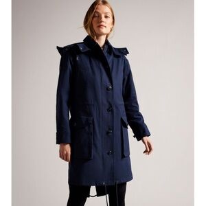 NWT:  Navy Ted Baker London Oversized Military Parka, Size 8